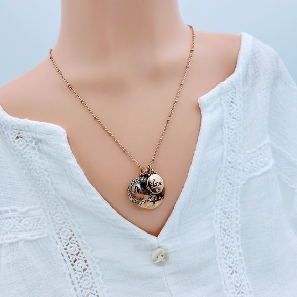 Gold Color Divine Love Charm Necklace - Picture 3 of 5